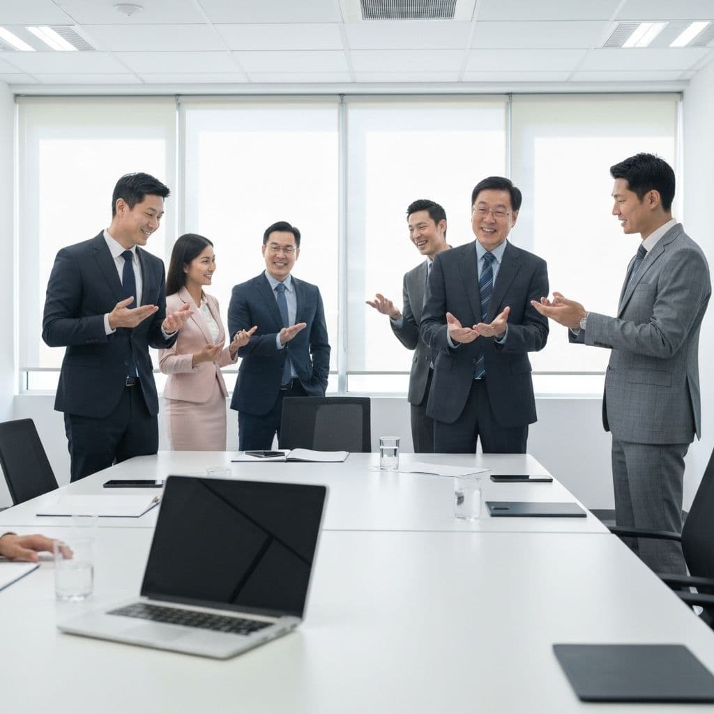 Corporate English training session in a modern conference room