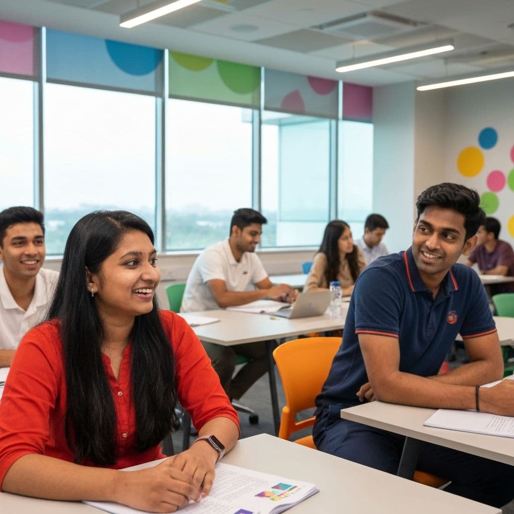 Students in a cozy winter learning environment at Excel Language Center
