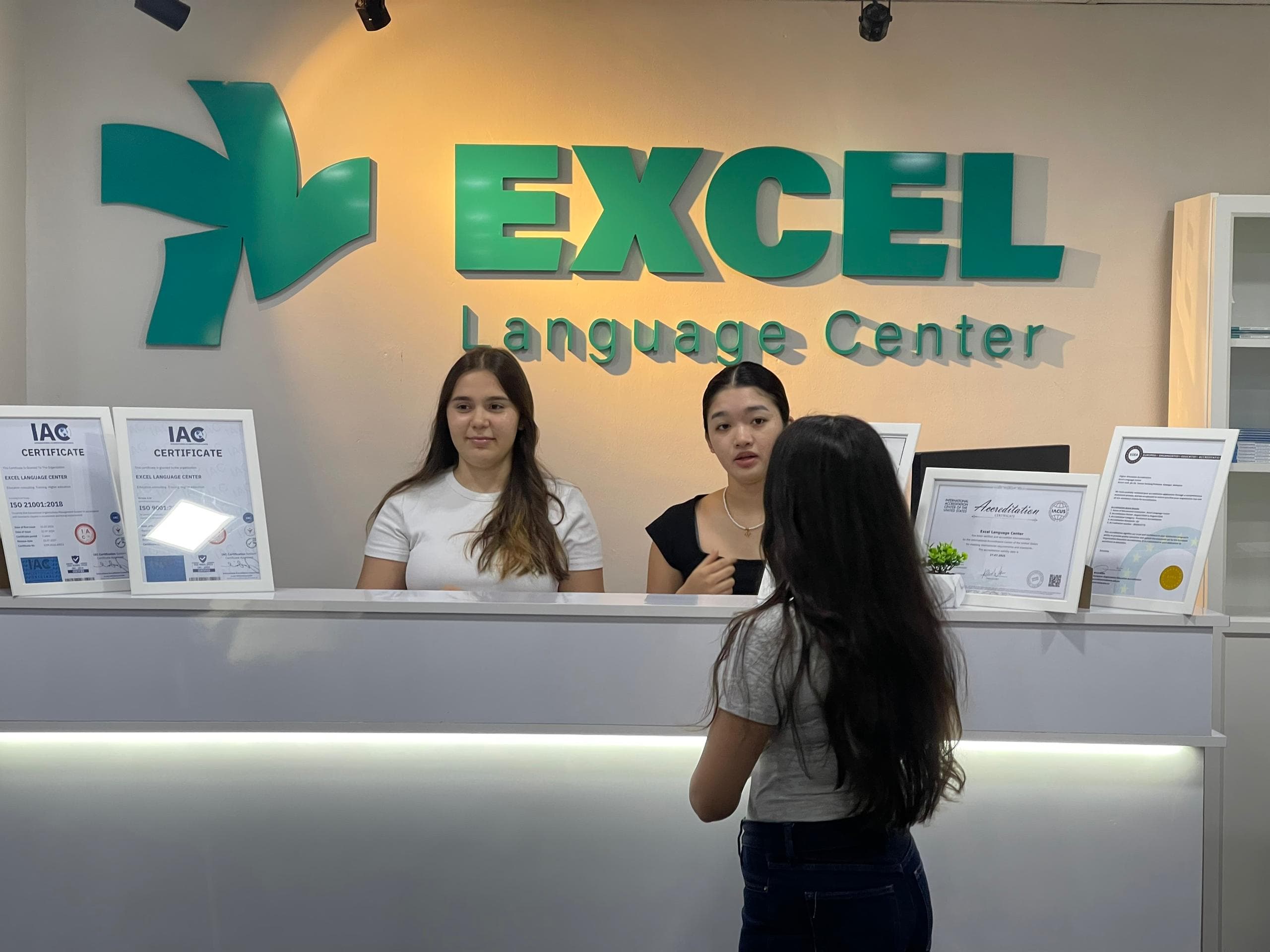 Students at the Excel Language Center reception